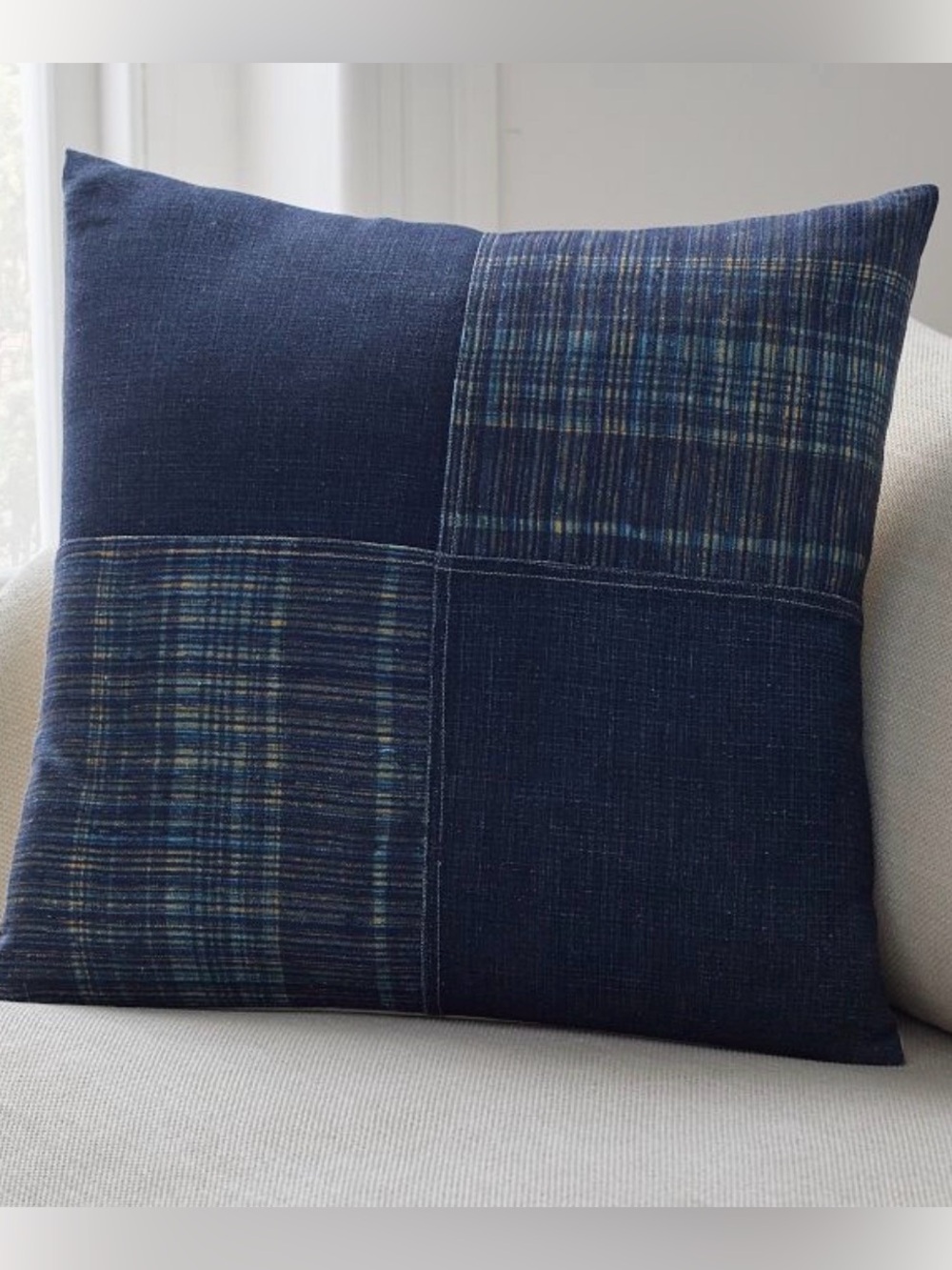 West Elm Indigo Patchwork Pillow Cover 20x20 NWT 100% Cotton Cover Only